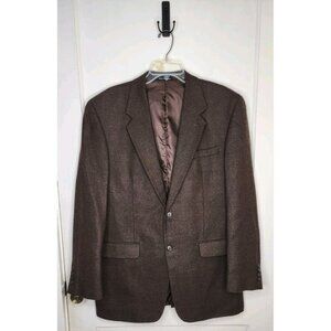 Alan Flusser Wool Cashmere Sport Coat Blazer Sz L42 Brown Vintage
